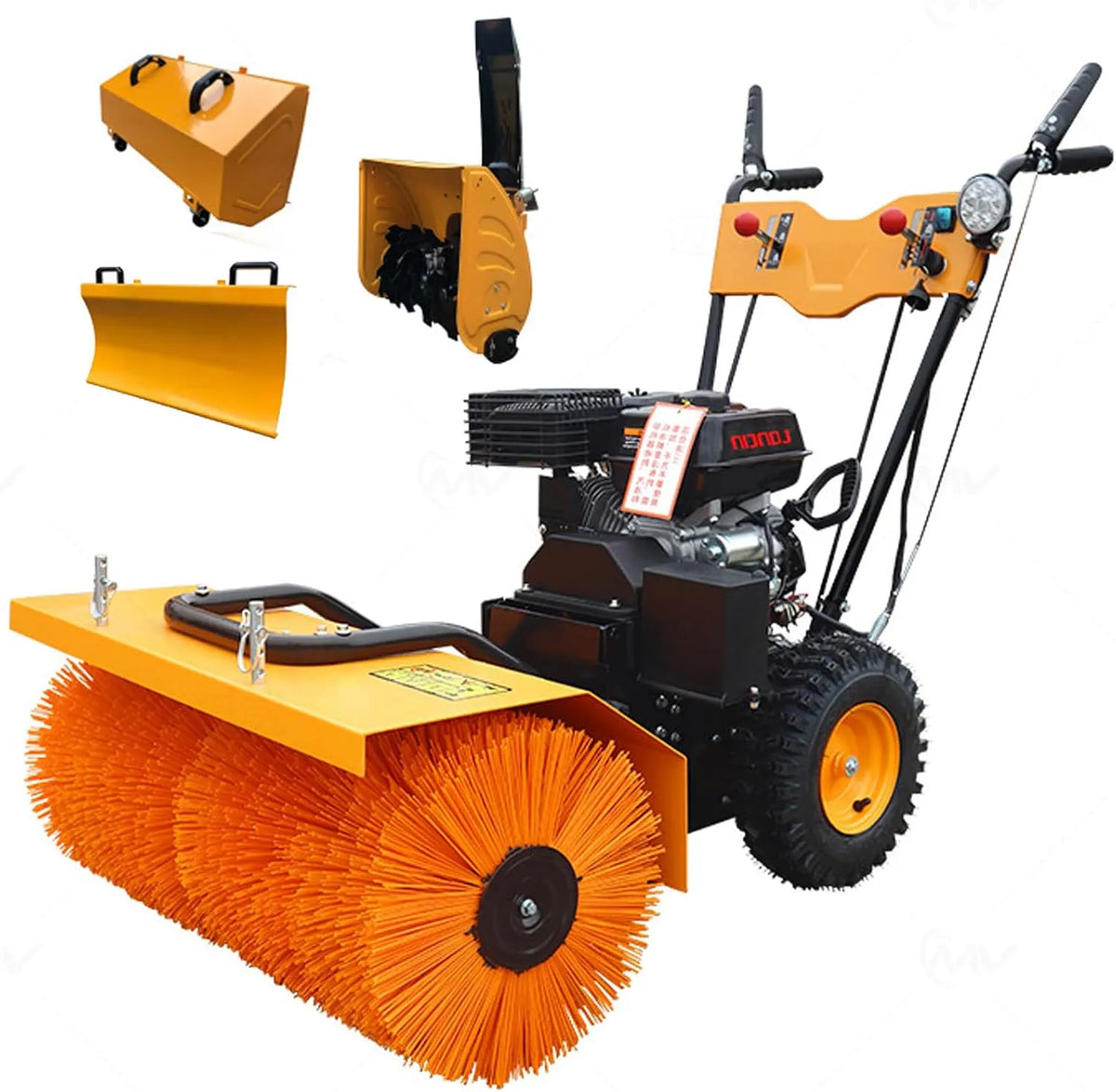 Mit 6,5 PS Benzinbetriebene Kehrmaschine, 80 cm Arbeitsbreite, 15 cm Dicke, handgeführter Schneepflug mit 5 Geschwindigkeitsstufen, multifunktionales