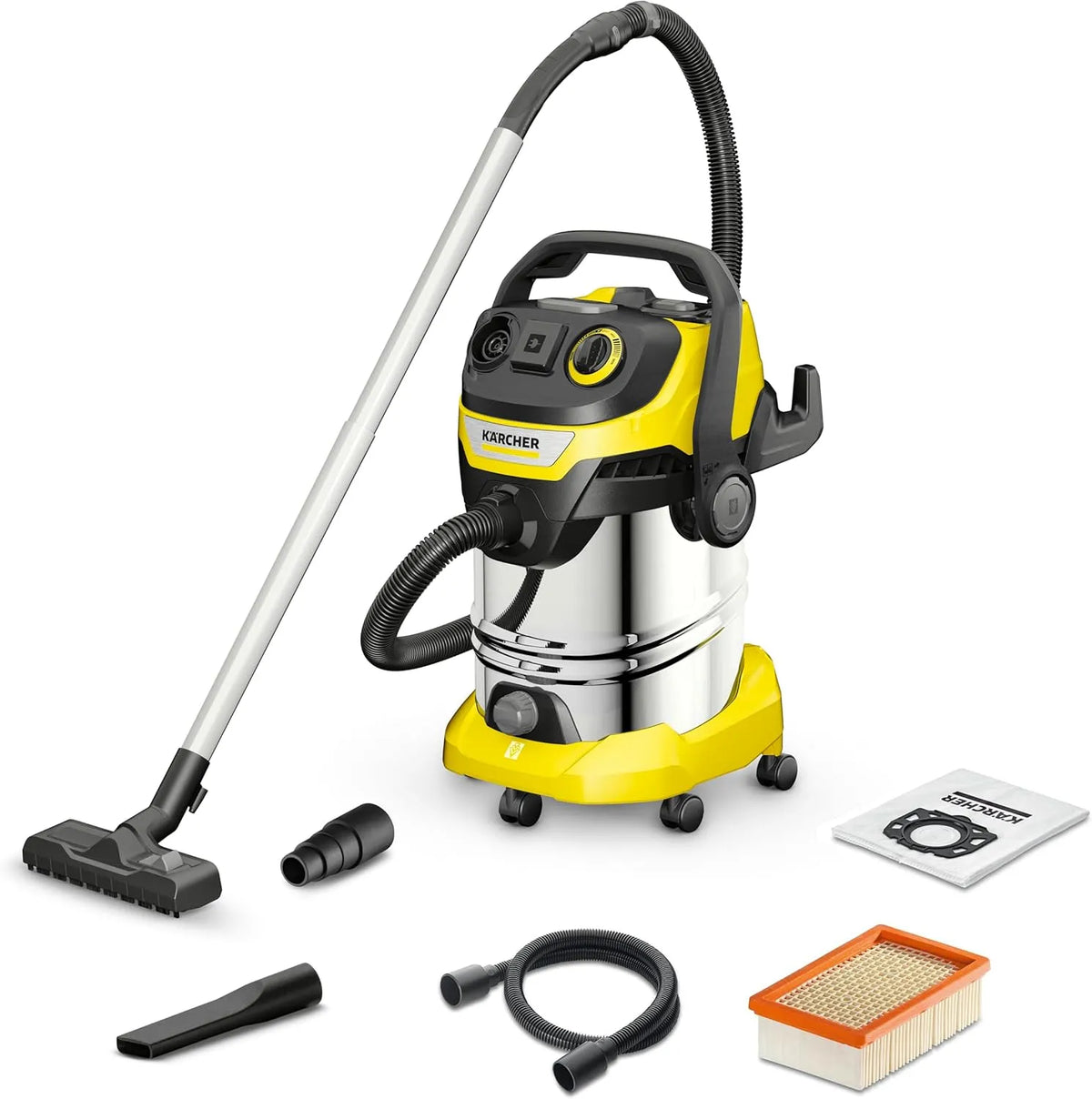 Karcher Nass-/Trockensauger Nass-/Trockensauger-30 Edelstahltank-1300W, T -30 L, Fassungsvermögen 30 liters, tragbar Steckdose und Blasfunktion
