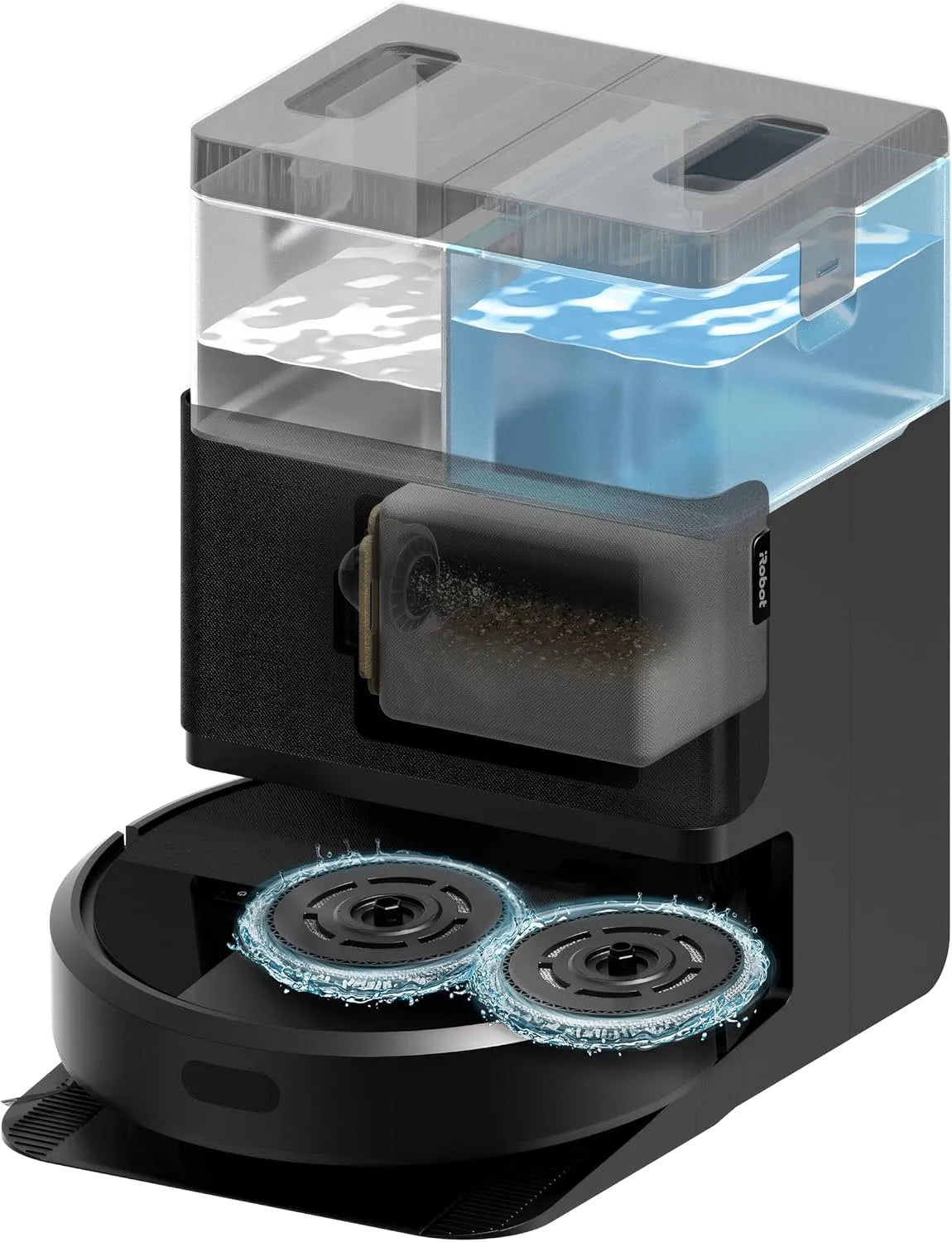Saugroboter, 7000Pa, Clearview LiDAR, SmartScrub, in Schwarz, iRobot Roomba Plus 405 Combo Robot + AutoWash Dock mit Wischfunktion