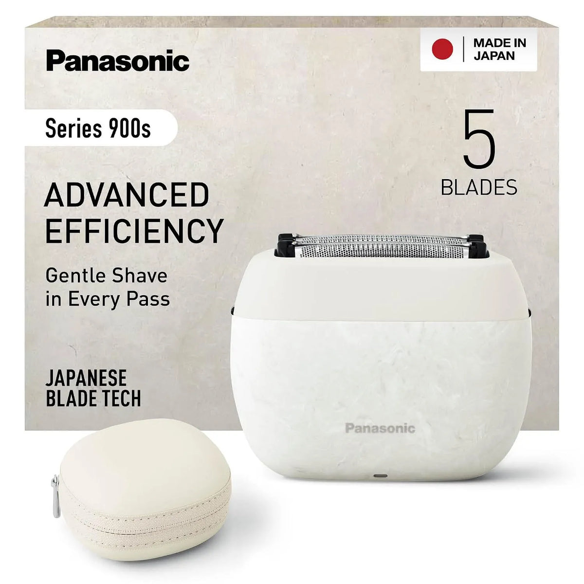Panasonic Modell ES-PV6B-W803 900s, Nass- und Trockenrasierer mit 5 Klingen für Männer, USB-C, NAGORI Marmorweiß, Series Kompakt-Rasierer, Case