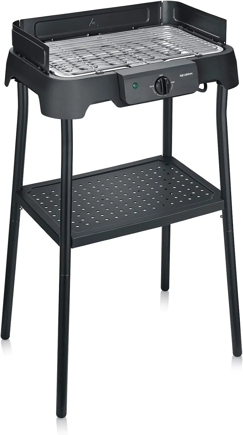 Severin Grill PG 8594, einstellbare Temperatur 35-200 Grad Celsius, Maße 38x22cm, Leistung 2000W, Elektrogrill mit Standfuß, schnelles Aufheizen