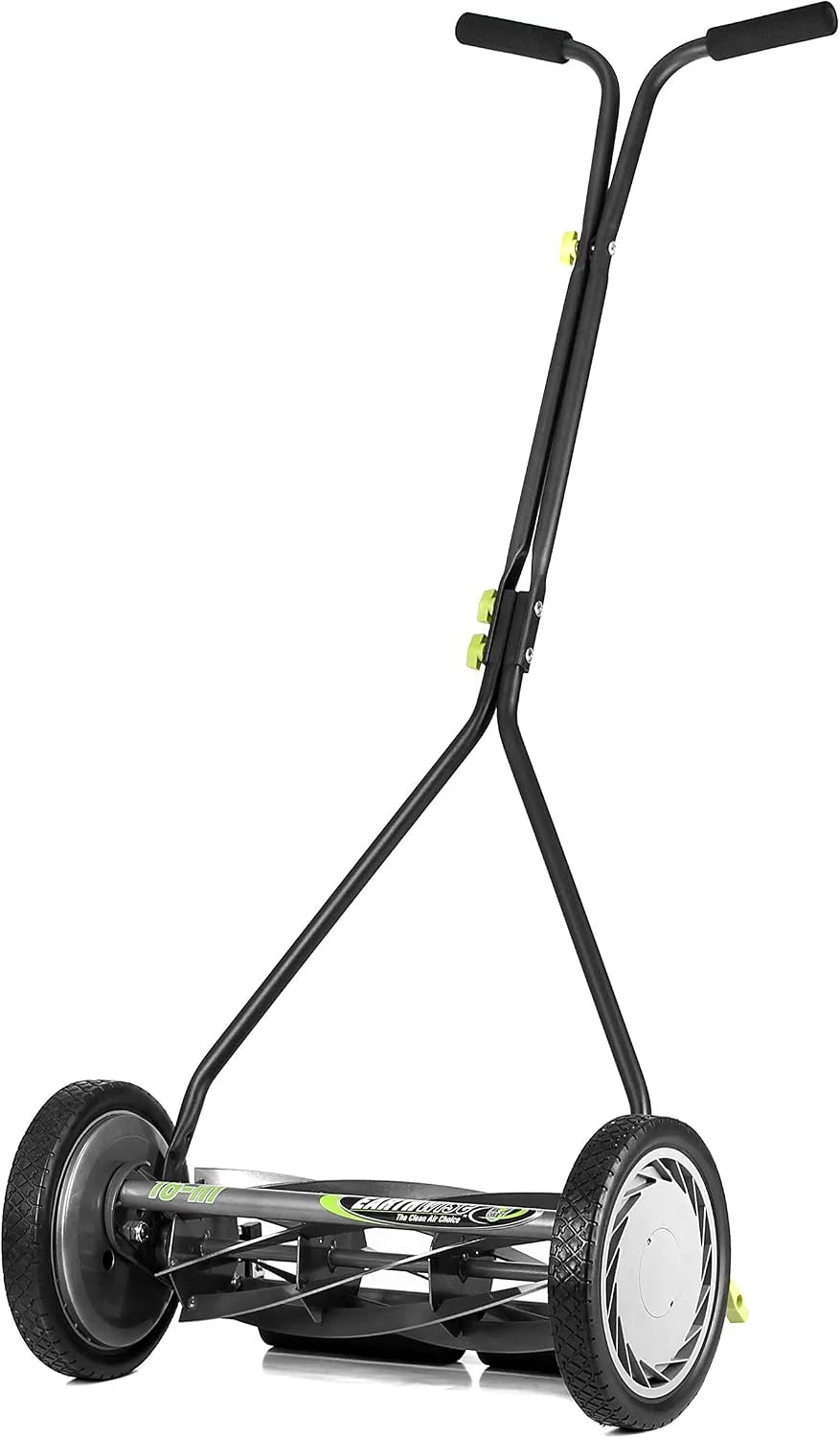 Modell 1715-16EWG Earthwise Spindelmäher, 7 Klingen, 16' mit Fangkorb, Grün, Farbe Grau, Silber