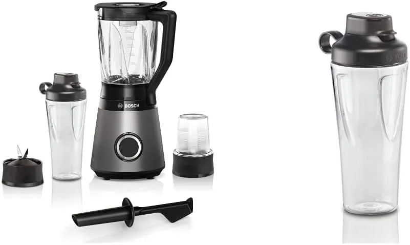 Bosch Standmixer MMB6177S MMZBT01B, VitaPower Serie 4, Leistung 1200 W, Fassungsvermögen 0,6 L, Fassungsvermögen 1,5l ThermoSafe Glasbehälter, min