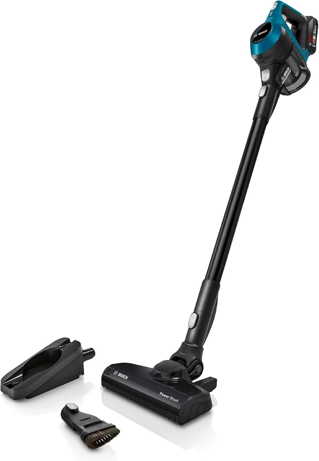 Bosch Akku-Staubsauger BKS6111P, 10 Jahre Motor, kabelloser Handstaubsauger, leicht, Lange Laufzeit, blau, Unlimited 6, Hygiene-Filter, beutellos