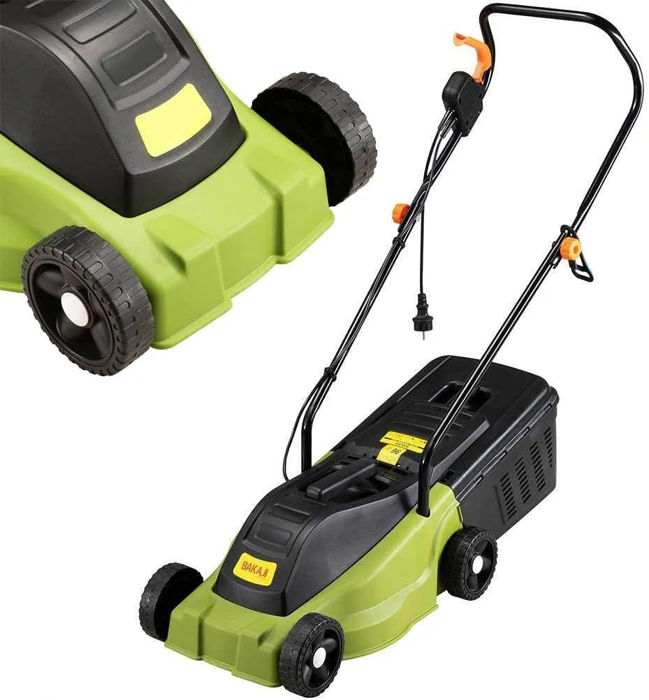 Rasenmäher BAKAJI Elektro, Schnittbreite 30 cm, mit Auffangbehälter von 25 l, mit Motor, Leistung 000 W, Schnitthöhe verstellbar 25/40/55 mm
