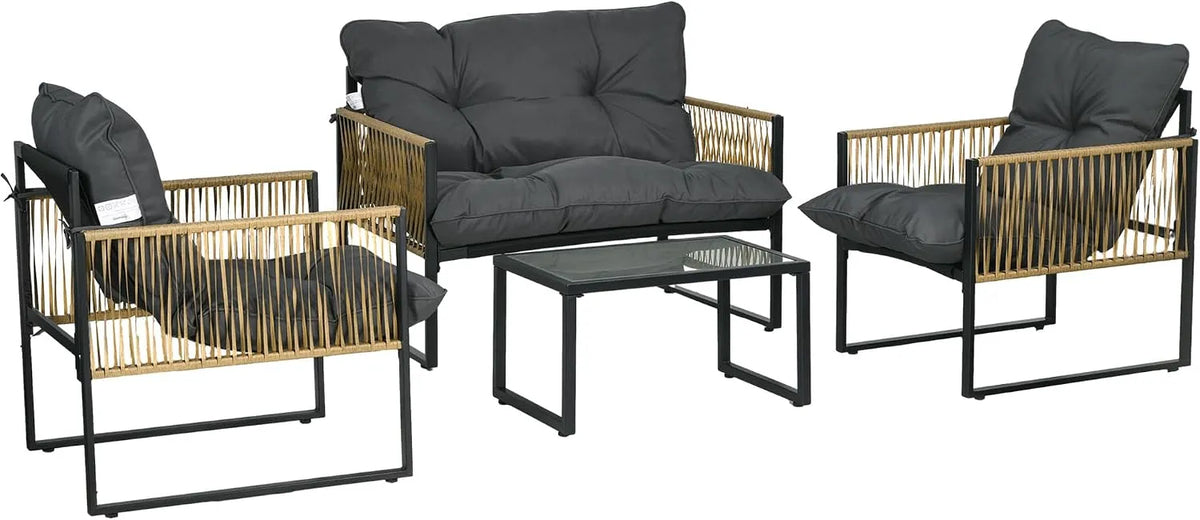 Sofa Outsunny 2-Sitzer-Sofa, Farbe Grau