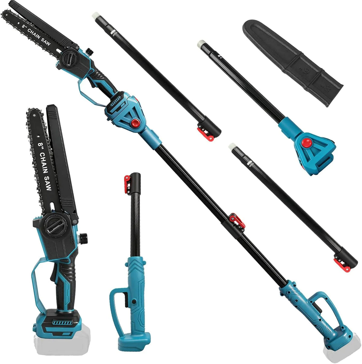 Makita Akku Hochentaster Ast Kettensäge Profi-Astsäge kompatibel mit 18V, 8 Zoll Bürstenlose 2 in 1 Astsäge, Spannung 18V, on Akku