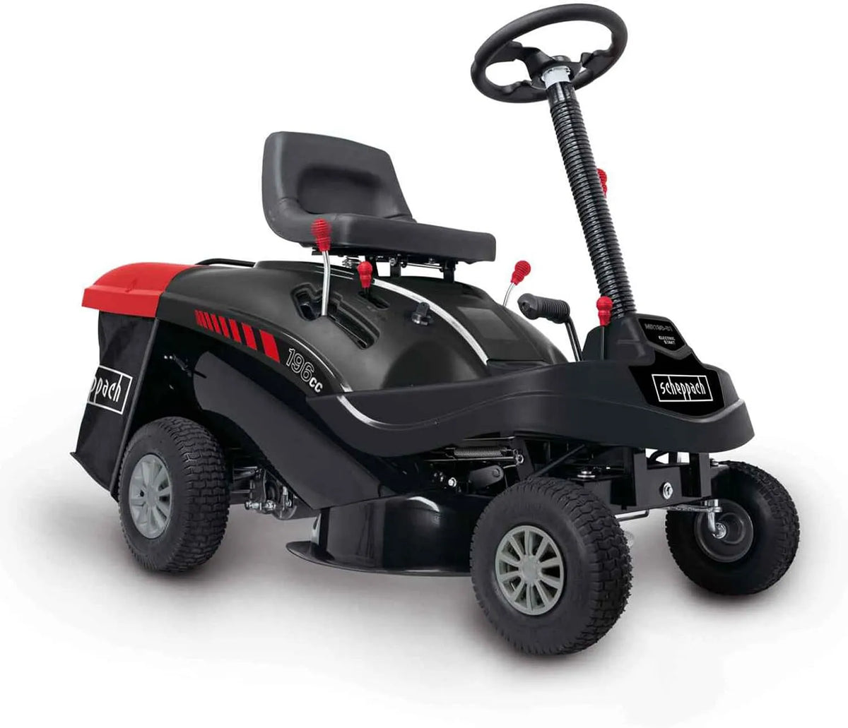 Scheppach Rasenmäher MR196-61 5PS 1xRückwärtsgang, Fassungsvermögen 150 L Fangsack, Schnittbreite 61cm, 5-Fach Höhenverstellung, 4X Vorwärts, E-Start