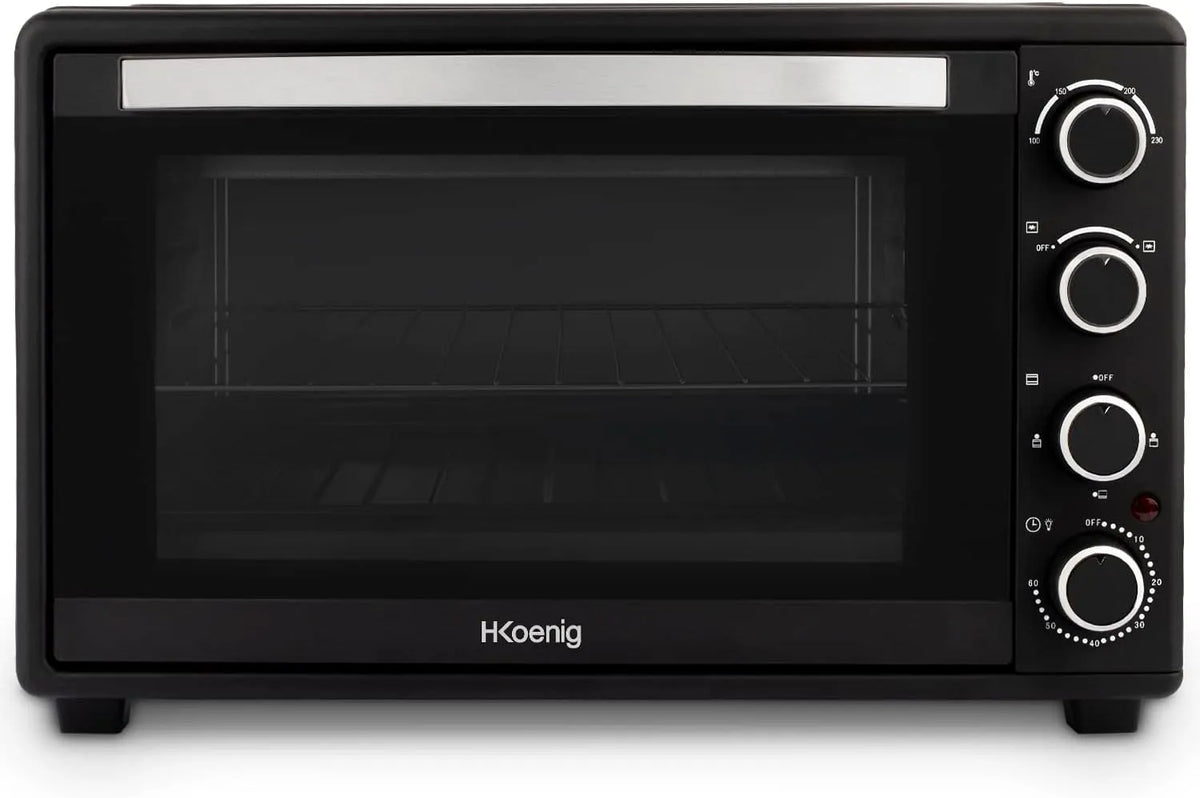 Backofen FO45 H.Koenig Mini, Fassungsvermögen 45L, Leistungsstark 2000W Programmierbar, 230°, 60 min Timer, Elektro, Multifunktionell, Glastür