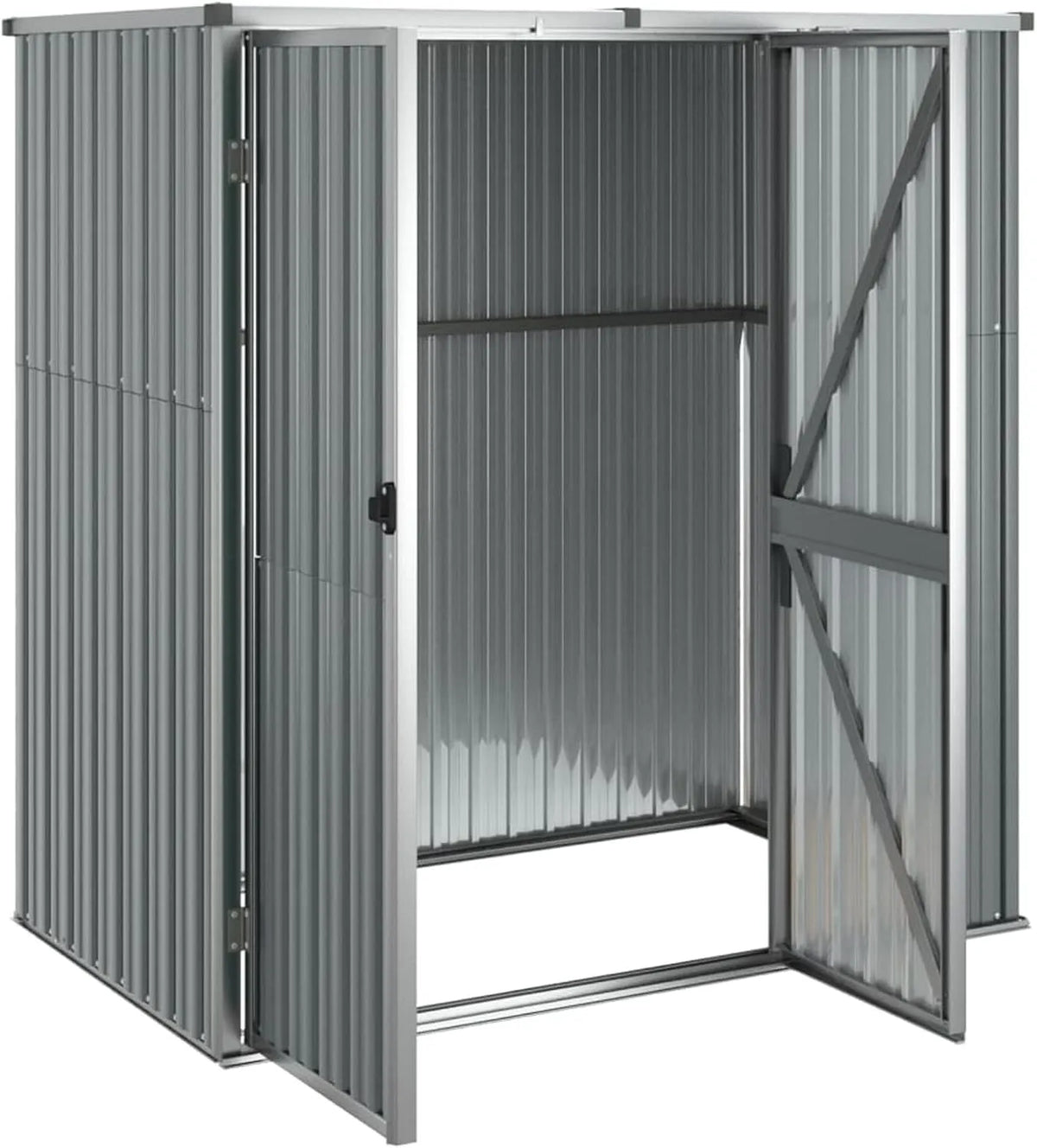 Geräteschuppen, Gartenhaus Schuppen Gerätehaus Lagerschuppen Gartenschrank Garten Farbe Grau 161x89x161 cm Verzinkter Stahl
