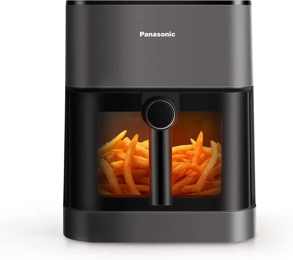 Panasonic Modell NF-CC500SXE, 80–200 °C, 11 Voreinstellungen, sanfte Dampfzugabe, Mattgrau, Fassungsvermögen 5 l, Air Fryer mit Sichtfenster