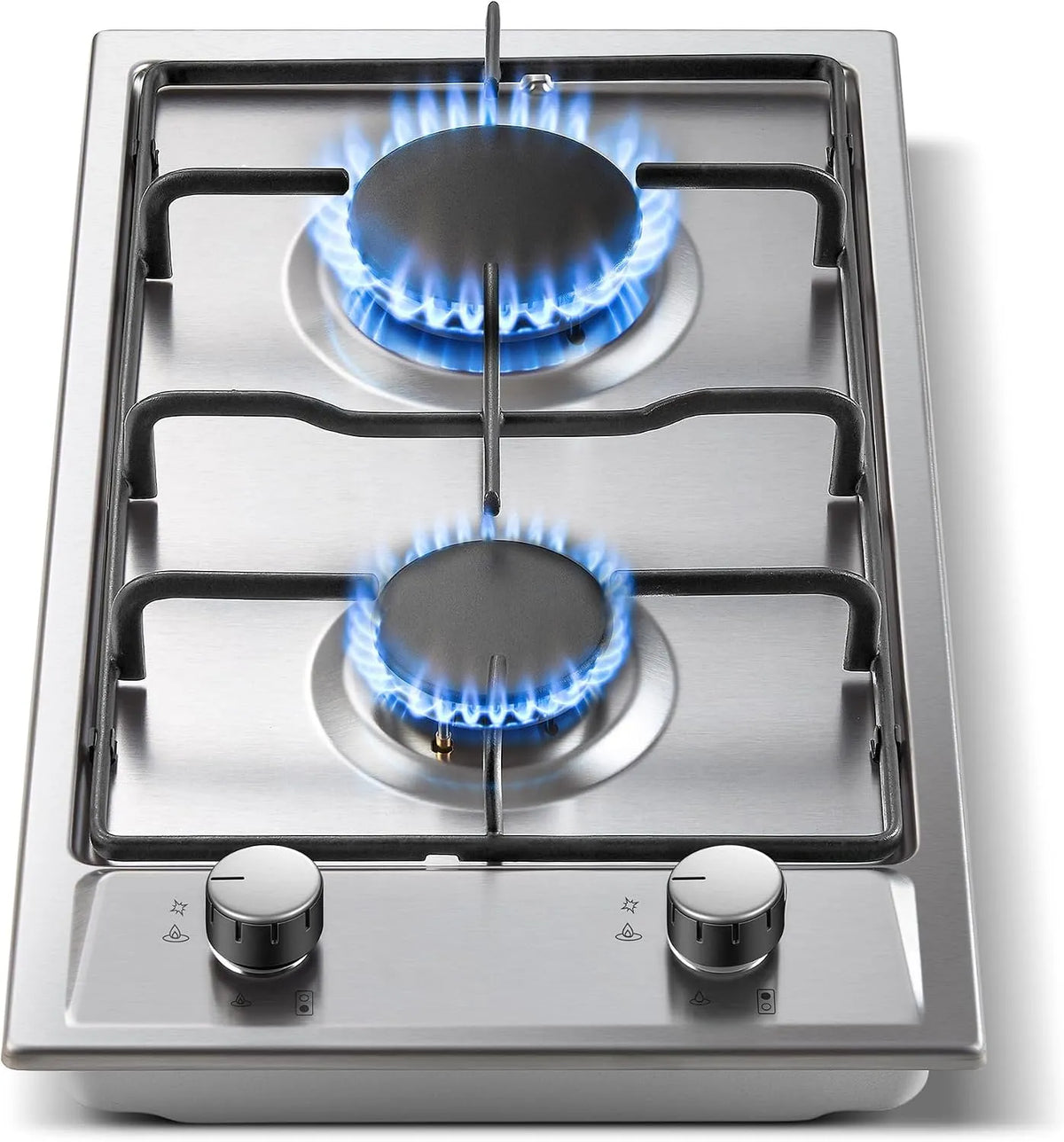 Kochfeld, TopStrong Gaskochfeld 2 Flammig, 30cm Edelstahl Gaskochfeld mit Automatischer Flammenschutz, Leistung 4200W, Einbau Gasherd