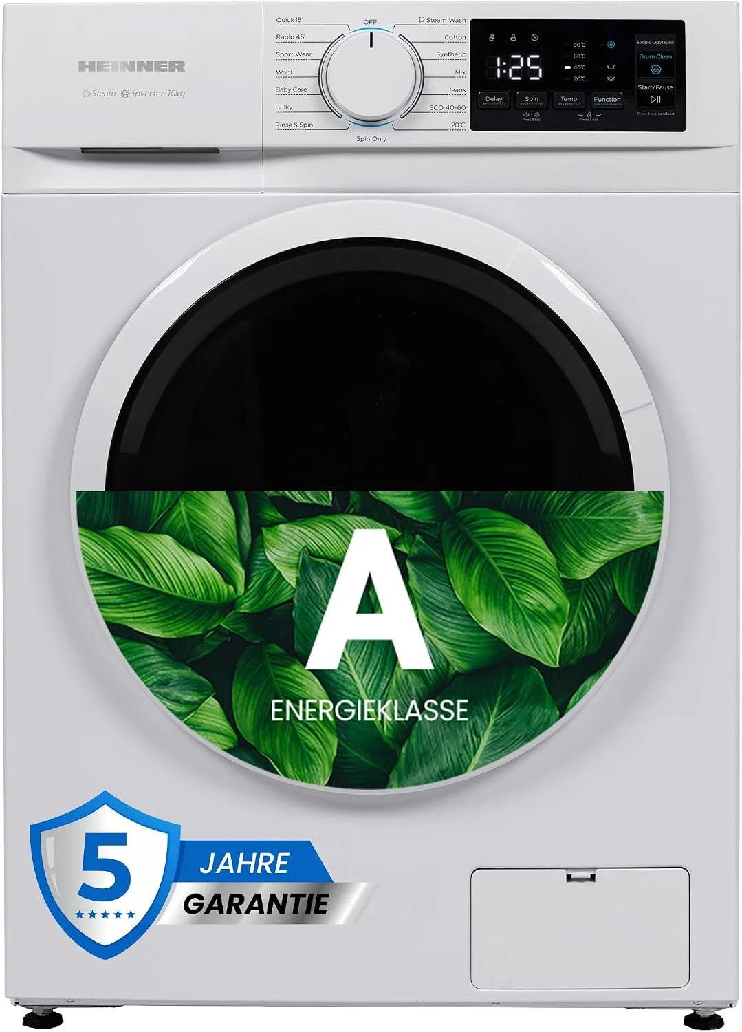 Waschmaschine HWM-M1014IVNA+++ 1400, 72 dB Geräuschpegel, 5 Year Warranty, Energieklasse A+++, LED-Anzeige, Weiß, Gewicht 10 kg, 15 Waschprogramme