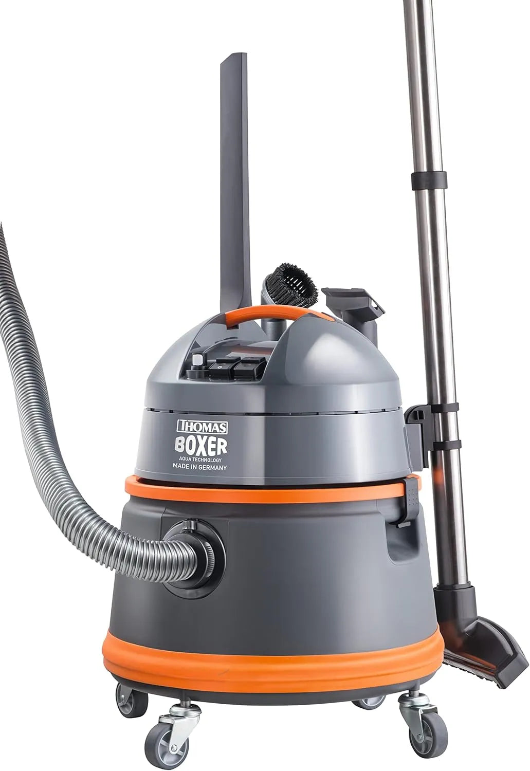 Robuster und leistungsstarker Nass-Trocken Waschsauger 788119 THOMAS Boxer, Leistung 1400 W, 4 Bar, 490/390/390, orange, Farbe Grau