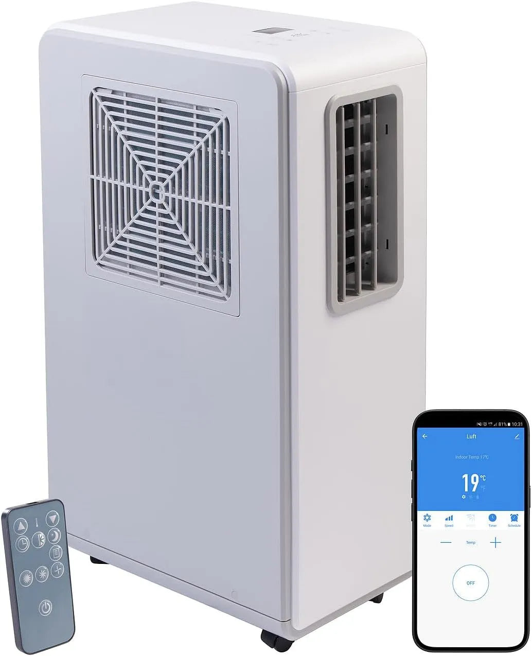 Klimaanlage, Sichler Haushaltsgeräte Air Conditioner: Mobile ohne Abluftschlauch, 1.800 BTU, Leistung 500 W, WLAN, App, mobil leise, ohne Außengerät