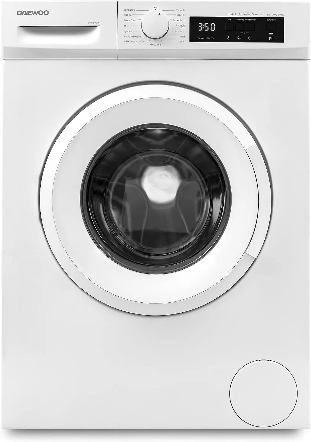 Daewoo Waschmaschine WM714T1WA0DE 1400, Frontbeladung, Gewicht 7 kg, 15 Betriebsprogramme inklusive. 15 min Kurzprogramm, AquaStop, Weiß