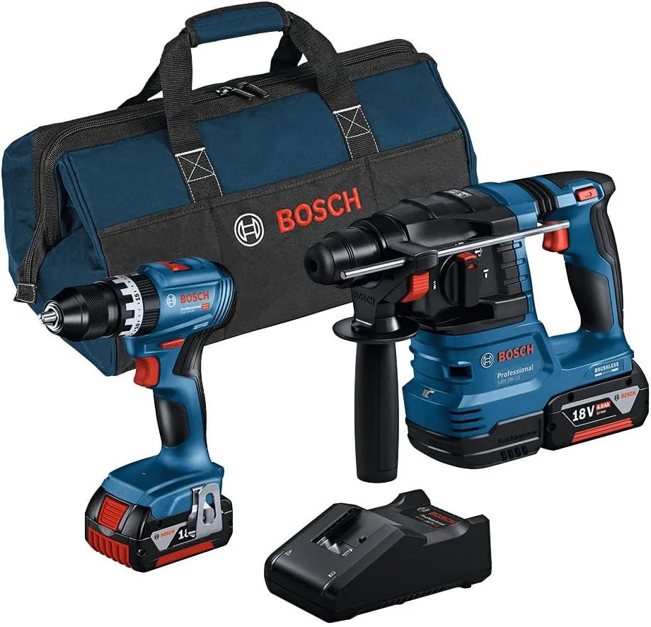Bosch 18V-45 18V-22 18V-40, Professional 18V System Combo Kit: Schlagbohrschrauber GSB + Bohrhammer GBH, inklusive. 2x 4.0Ah Akku
