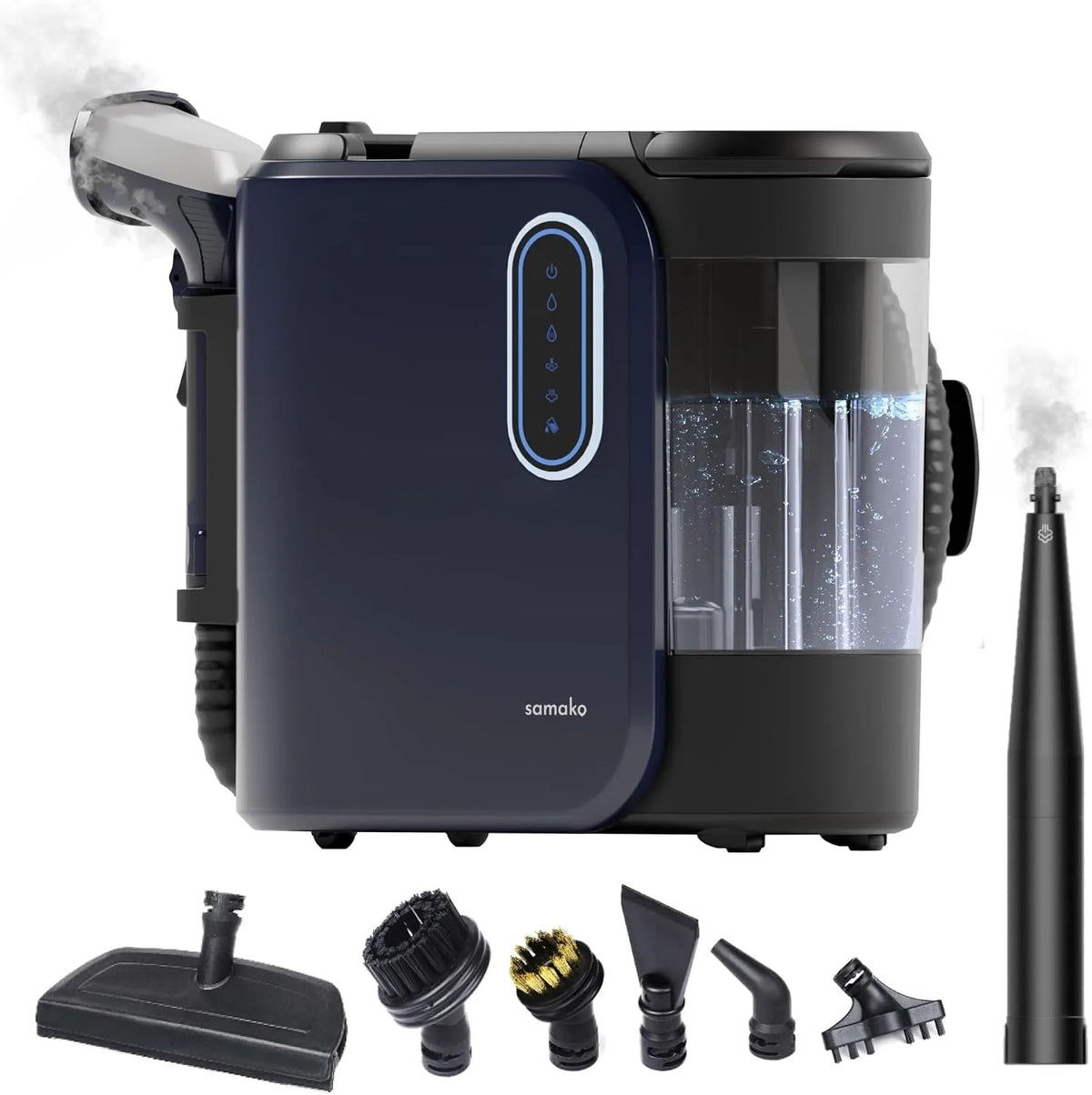 Pro SAMAKO PowerClean, Große Wassertanks & 8 Aufsätze mit PrecisionClean-Technologier, Tiefenreinigung für Teppiche, Blau, Polster & Sofas