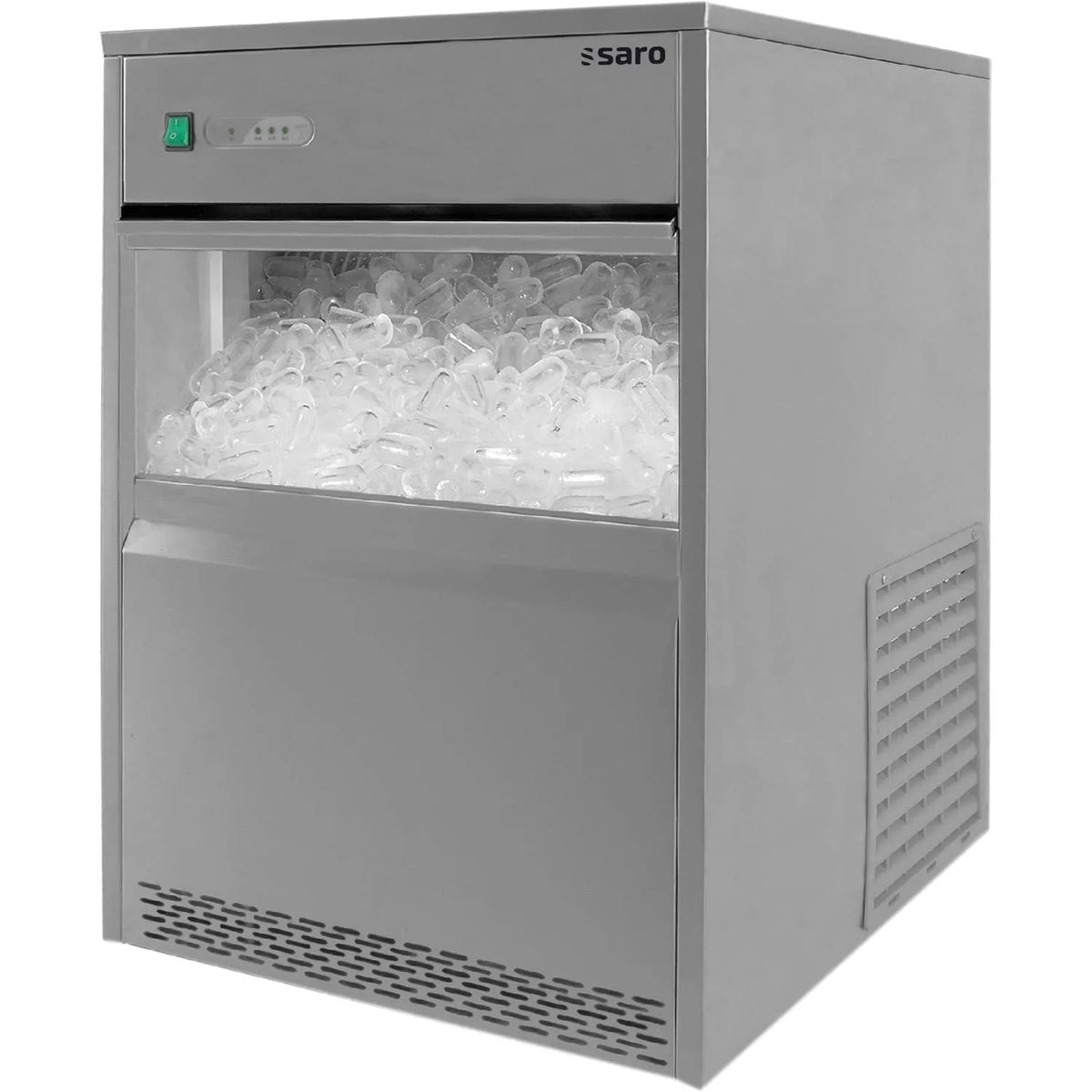 EB 26 SARO Eiswürfelbereiter, Gewicht 26 kg, Hohlkegel Ø 28×H 40 mm, Vorratsbehälter 6 kg, 24 h, Edelstahl, Umwälzsystem