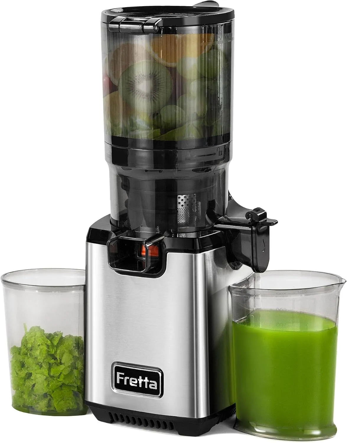 Entsafter Fretta, 135MM Öffnung & 1,8L Juicer Machine mit Umkehrfunktion, 100% BPA Frei, Leistung 250W, Slow Juicer, Einfache Installation