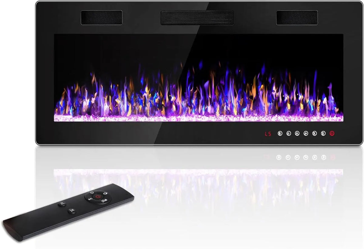 Elektrokamin 3D-Flammeneffekt Waleaf, 42' Elektrischer Kamin mit Heizung, 12 Flammenfarben, Leistung 1500W, in Schwarz