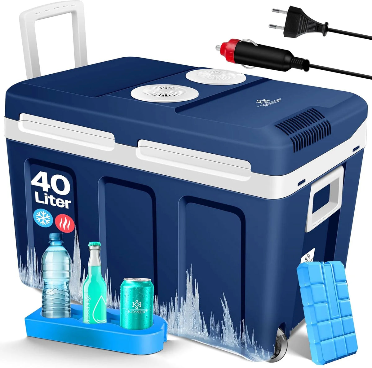 Kesser Kühlbox, Fassungsvermögen 40L mit Rollen, KÜHLT und WÄRMT, Thermobox für Auto, Mini-Kühlschrank mit ECO & MAX Modus, 12 & 230V, Boot & Camping