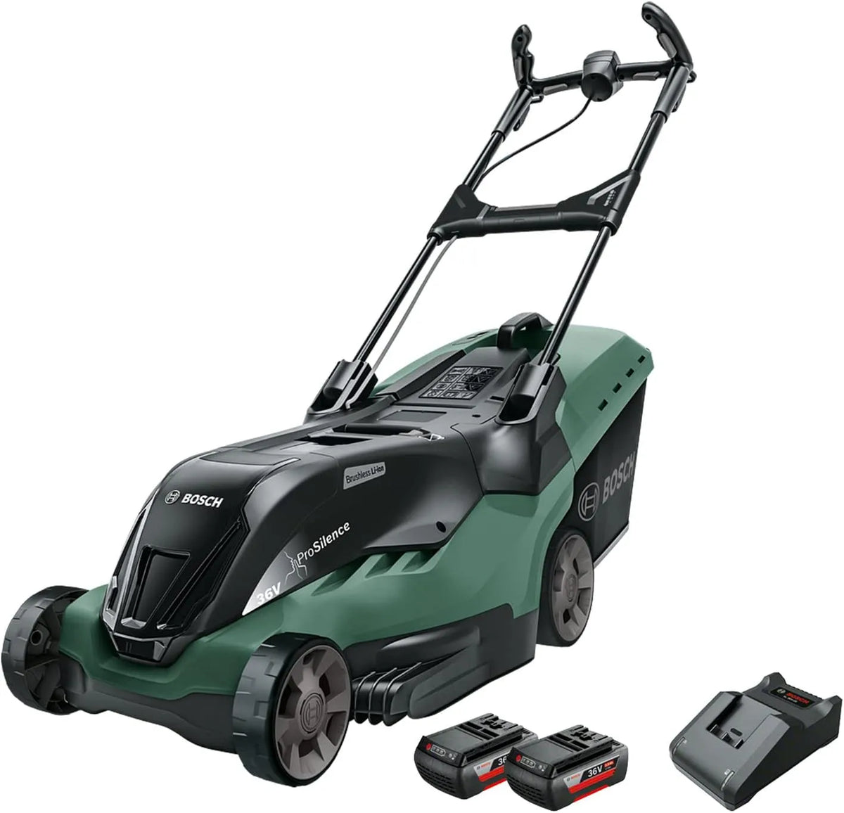 Bosch Rasenmäher, 2x Akku 2,0 Ah, Akku AdvancedRotak 36-660, 36 Volt, Schnittbreite: 40 cm, im Karton, Rasenflächen bis 660 m²