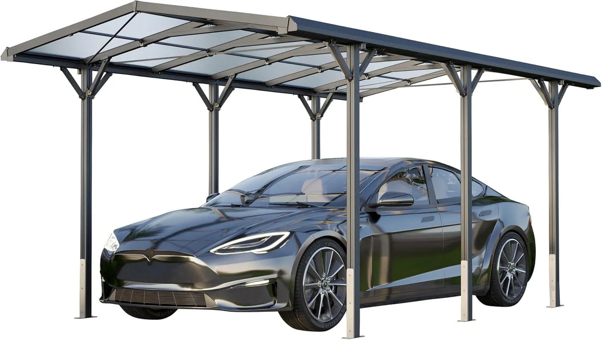 Carport GFP, 2,85x5,05m Auto Unterstand Aluminium Anthrazit Einzelcarport Schutzdach PKW inklusive. Regenrinne