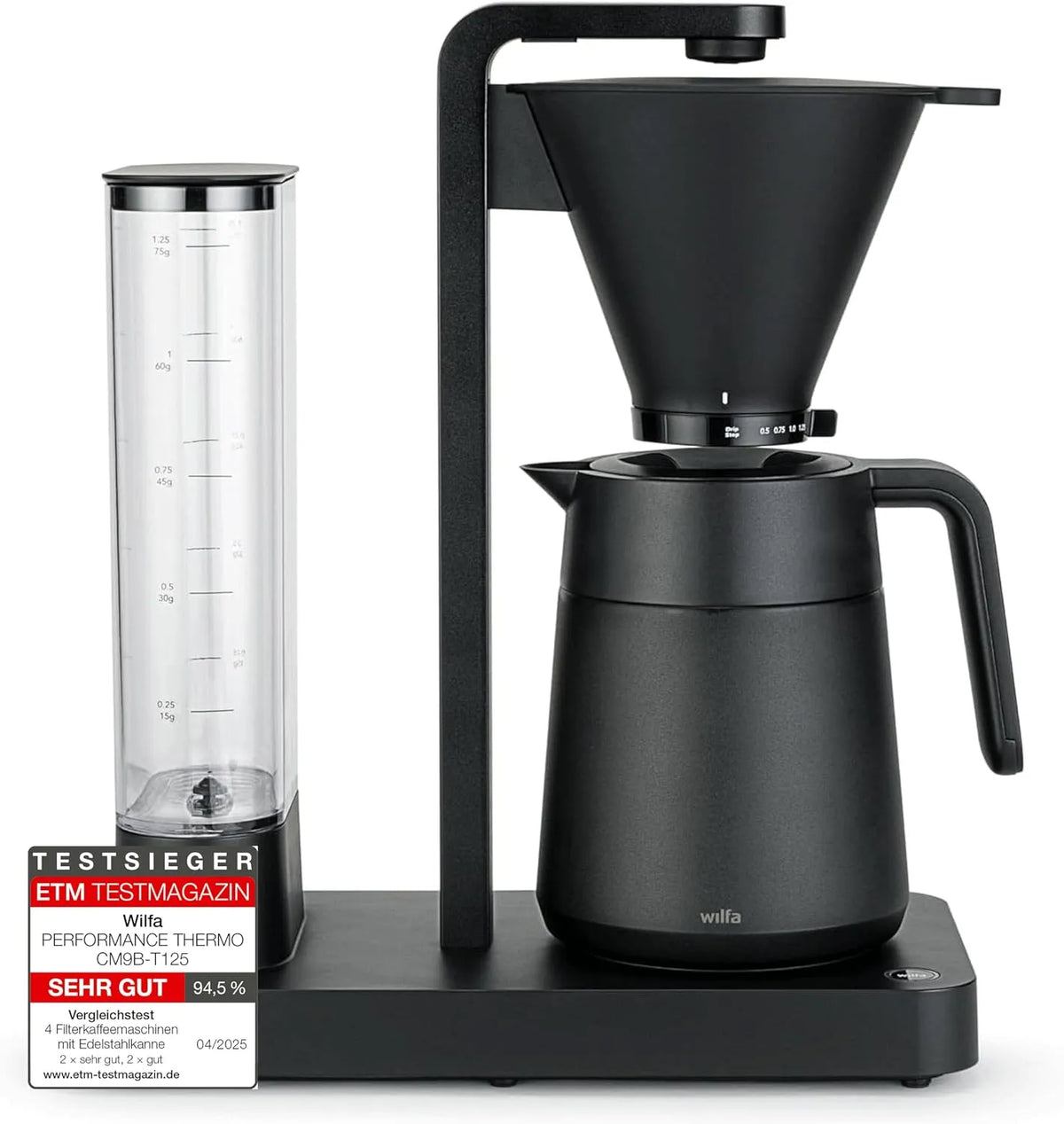 Kaffeemaschine, Leistung 1600W, Fassungsvermögen 1.25L Wassertank, Wilfa PERFORMANCE THERMO Filterkaffeemaschine, Thermoskanne, in Schwarz