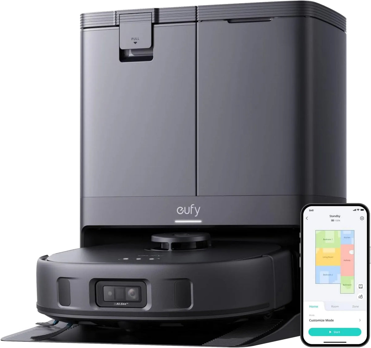 Saugroboter X10 eufy Pro Omni, 8.000Pa, Auto-Absaugen, Trocknen, Kindersicherung, eufy Pro Omni mit Wischfunktion & Absaugstation, Befüllen