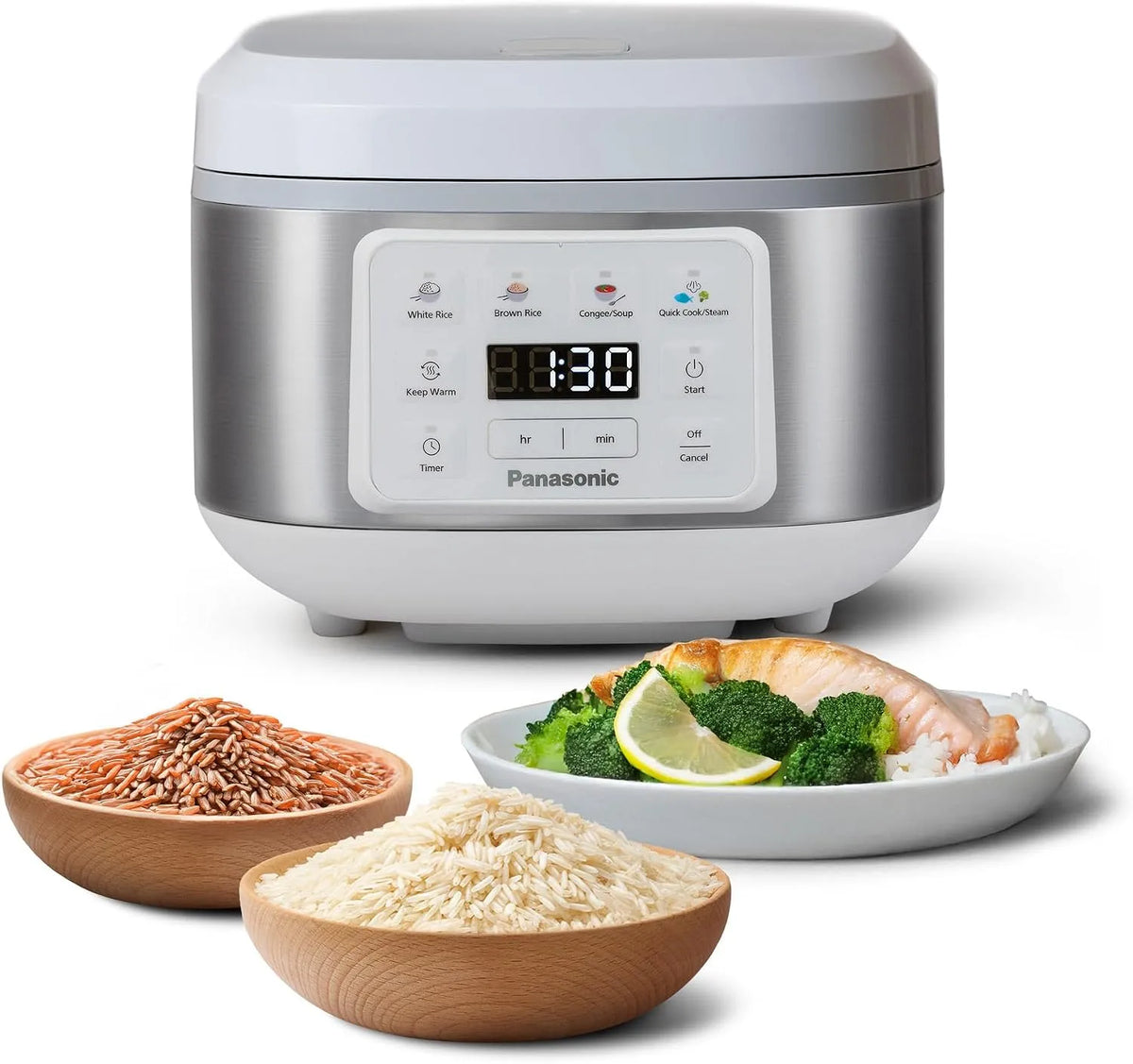 Panasonic Modell SR-DA152WXE, Fuzzy-Logik, BPA-frei, Startverzögerung, vielseitig, Automatischer Reiskocher mit Dampfgarer, Wasserverhältnisanzeige