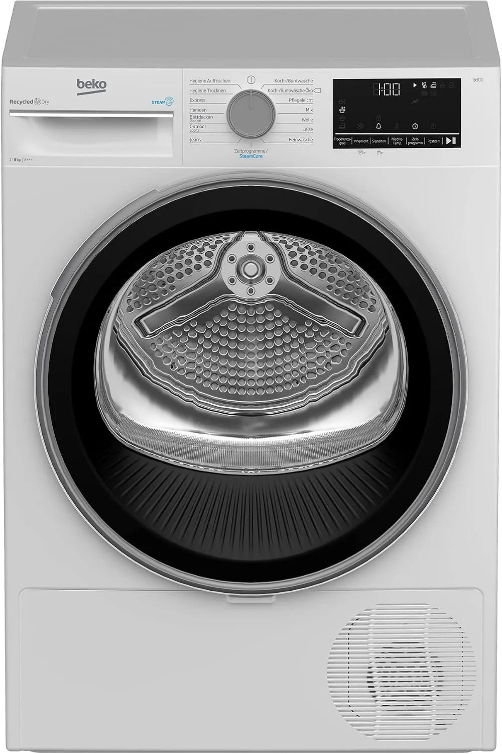 Beko Wärmepumpentrockner B3T22491, Gewicht 8kg, 15 Betriebsprogramme, ProSmart Inverter-Motor, Dampffunktion, Multifunktionsdisplay, aus Edelstahl