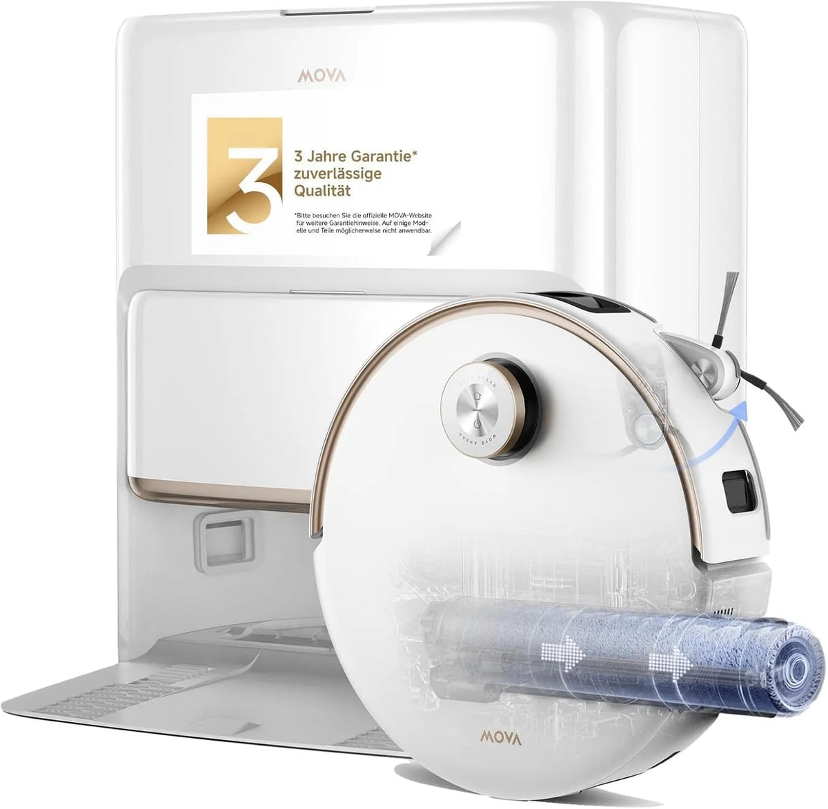 Saugroboter Z60, MOVA Ultra Roller Complete mit Wischfunktion, HydroForce-Wischen, Wischen mit DuoSolution-System, 28.000 Pa Saugkraft
