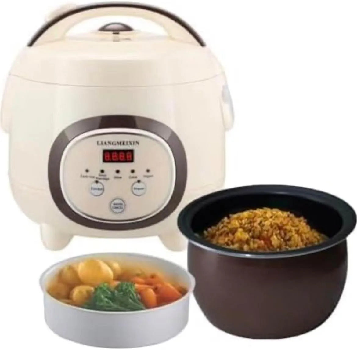 Reiskocher, Smart Multifunctional Rice Cooker für 1-3 Personen, Fassungsvermögen 1 l, 6 Multicooker-Funktionen, Timer 24 Stunden, mit Dampfgarer