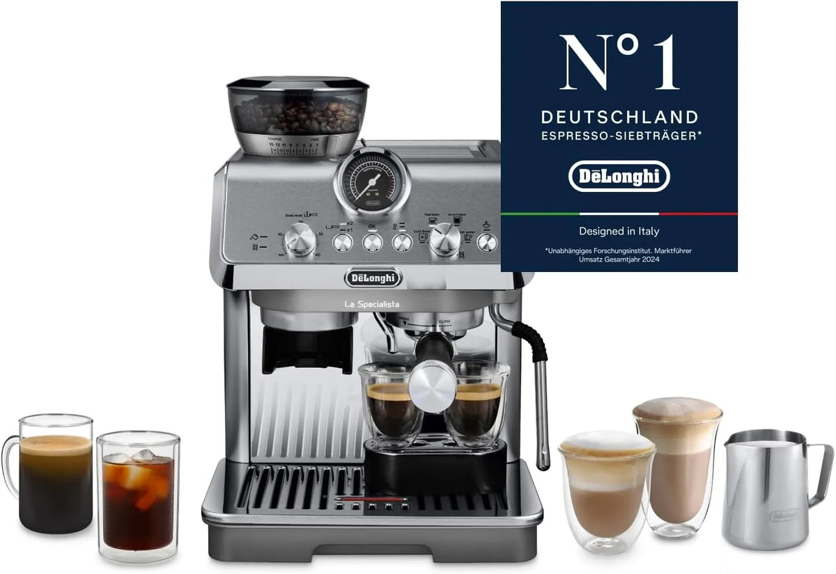 De'Longhi Modell EC9255.M, Siebträgermaschinee mit Kaltbrühfunktion, Sensor Mahltechnologie, Metall, La Specialista Arte Evo, Inklusive Barista-Kit