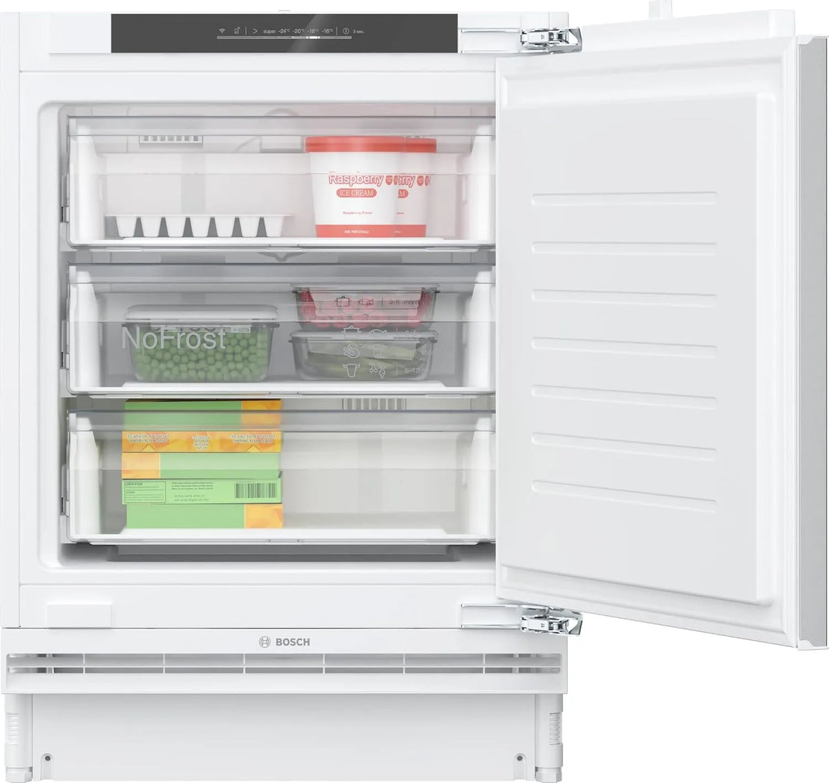 Bosch Gefrierschrank GUN21ADE0, Serie 6, Smarter Unterbau, 82 x 60 cm Nische, Fassungsvermögen 85 L, sehr Leise mit nur 35 dB, Made in Germany