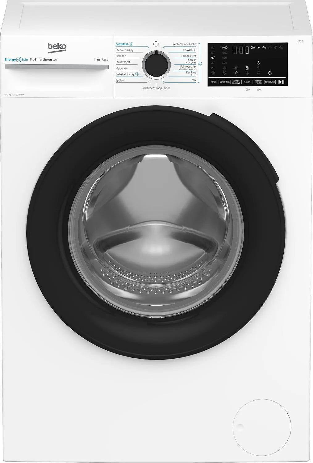 Beko Waschmaschine BM3WFU4741N 1400, Gewicht 7 kg, freistehende, Waschvollautomat, EnergySpin, Schleuderwahl U, min, IronFast weniger Falten, Weiß