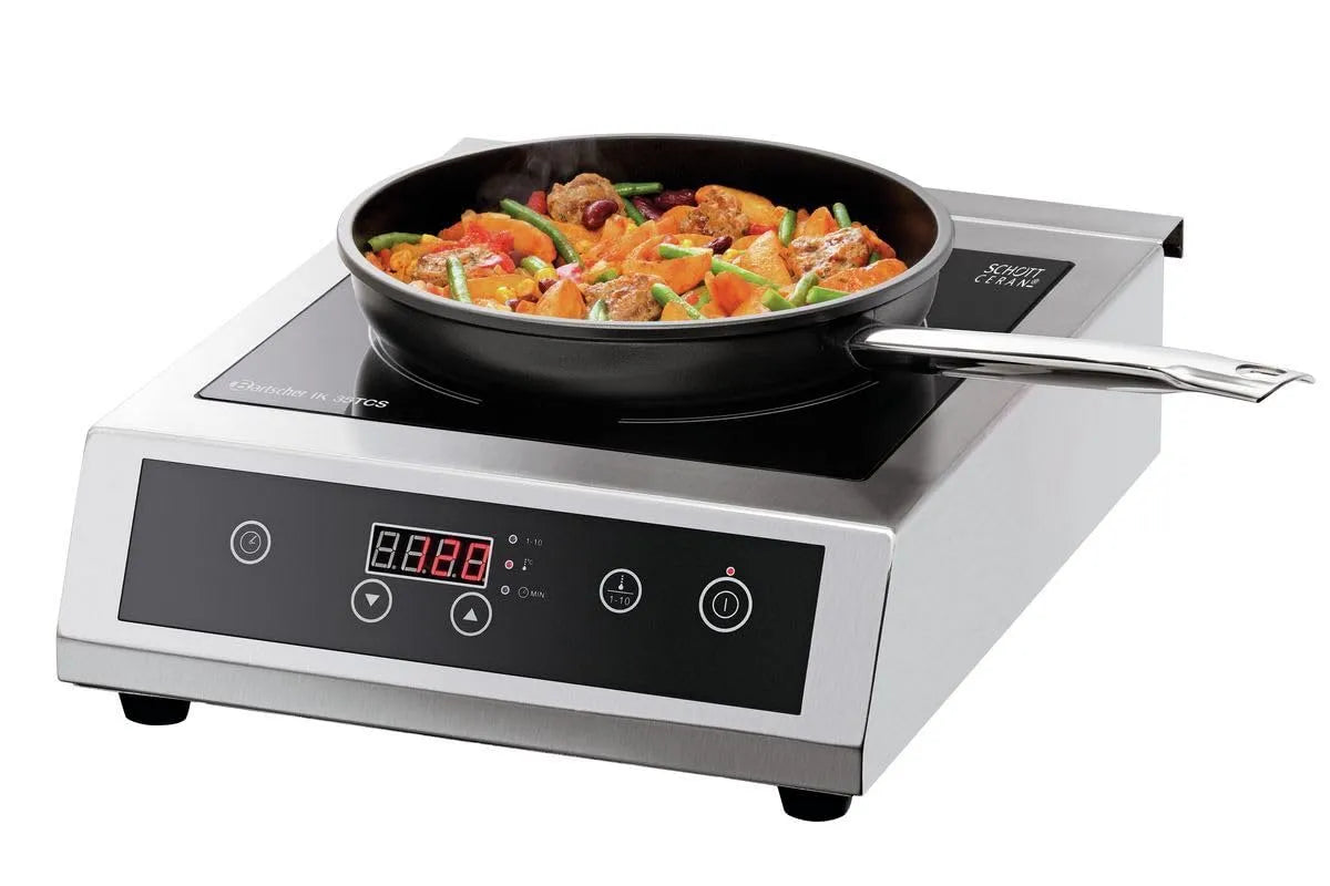 Modell IK mit SCHOTT CERAN Kochfläche 35TCS Bartscher Induktionskocher, Leistung 3500 W, Touch-Bedienung, Edelstahl, für Gastronomie