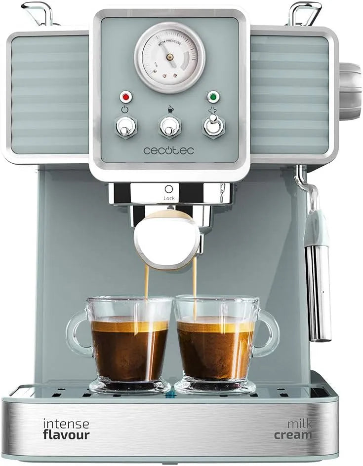 Cecotec Kaffeemaschine 20-bar-Druckpumpe, 2 Heizsysteme, Cumbia Power Espresso 20 Barista Aromax. Leistung 2900 W, Tradizionale, Manometer