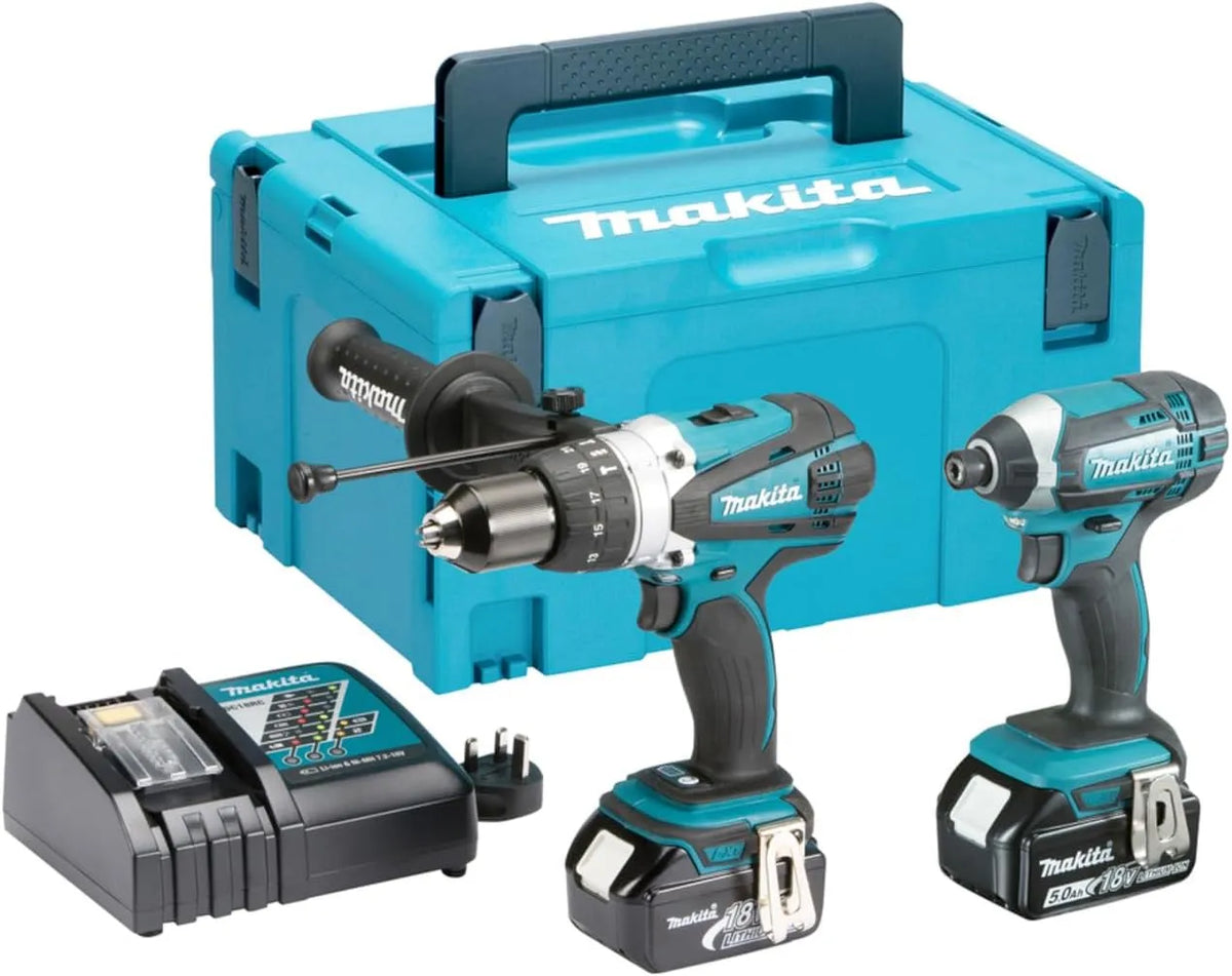 Makita Akku-Schlagschrauber DLX2145TJ, Spannung 18 V 2 x 5 Ah Li-Ion Hammer Drill Kit, 1 Stück