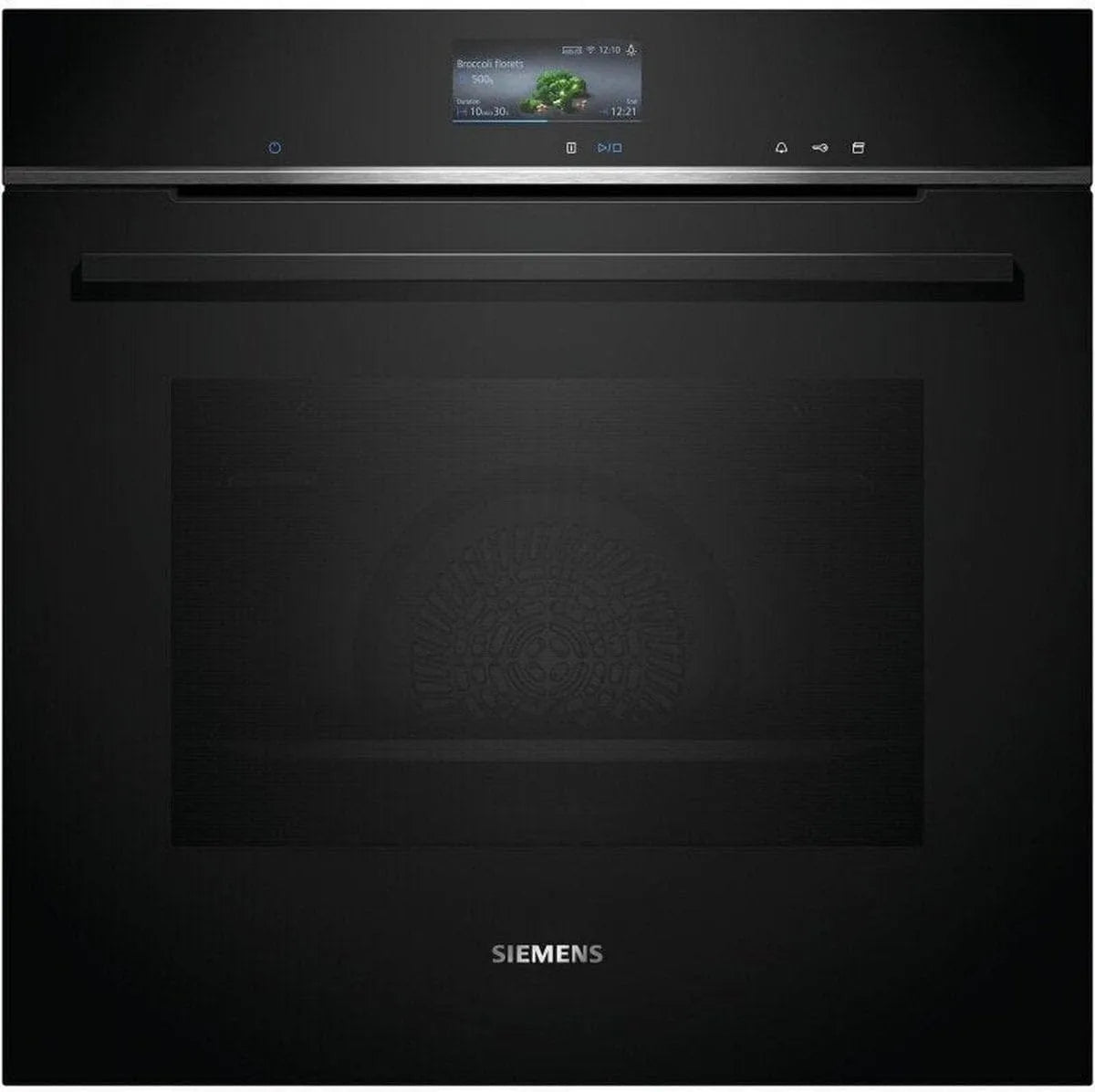 Siemens Backofen HR776G1B1 iQ700, Made in Germany, Maße 60 x 60 cm, Smarter Einbau mit Dampffunktion, Air Fry, Automatikprogramme, in Schwarz