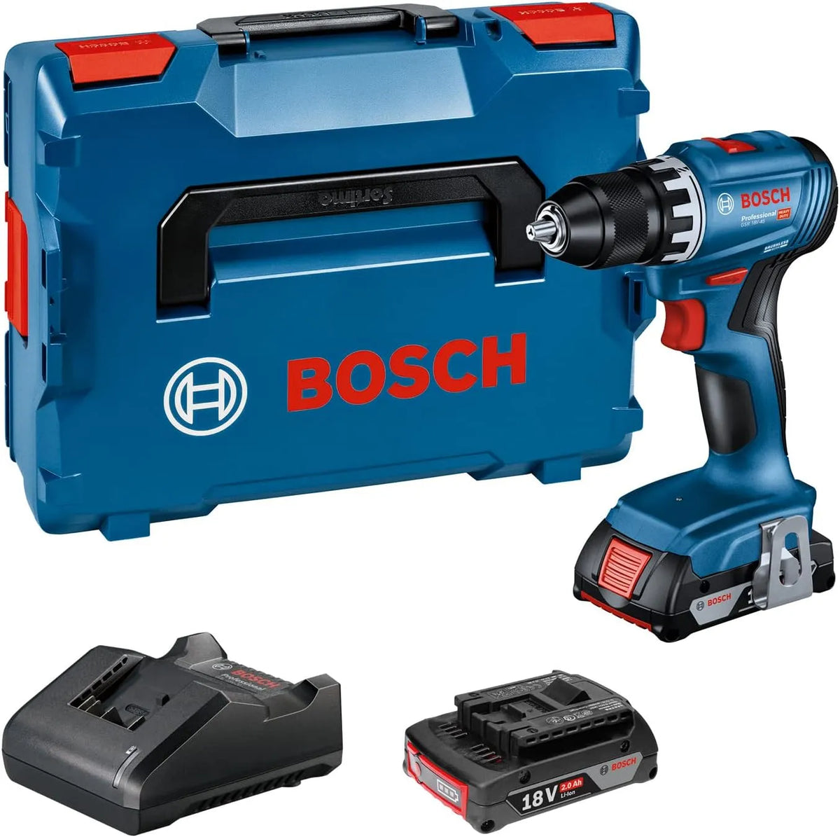 Bosch Modell Spannung, Professional 18V System Akku Bohrschrauber GSR 18V-45 18V-20, inklusive. 2x 2.0Ah Akku, Ladegerät GAL, L-BOXX