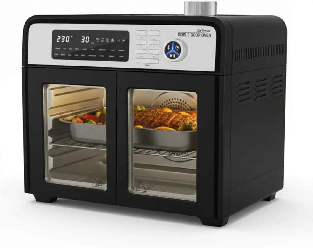 Grill, Multifunktions-Backofen mit Heißluft & Energieeffizienz, STARLYF Doble Door Oven Heißluftofen 28L, 18 Betriebsprogramme, Leistung 1700W