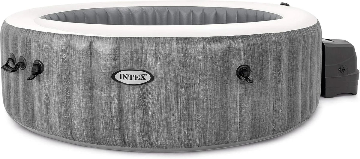 Intex Whirlpool, Purespa Greywood Deluxe Ø 216 X 71 Cm Pure Spa, Bubble Massage, Dunkelgraue Holzoptik