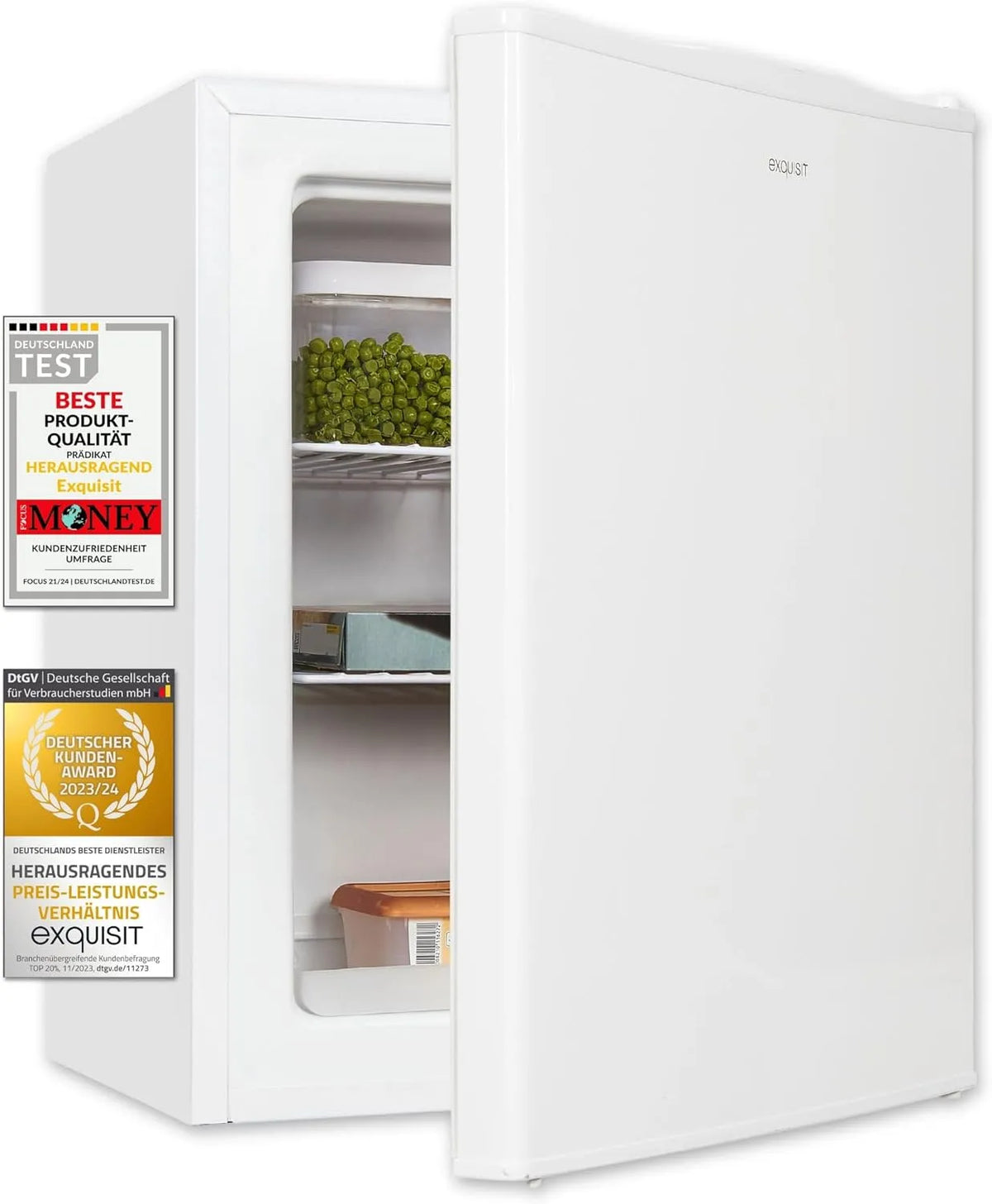 Exquisit Mini-Gefrierschrank GB60-150E, Fassungsvermögen 42 l Nutzinhalt, weiss, Klein und kompakt, Türanschlag wechselbar, Gefrieren, in Schwarz