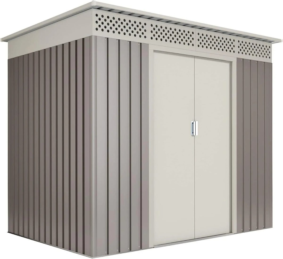 Gartenhaus 02m2, Maße 213x142x184cm, Doppelte Schiebetür, Gerätehaus Outdoor Wetterfest, Metall 3, Lüftungsgitter, Geräteschuppen Klein