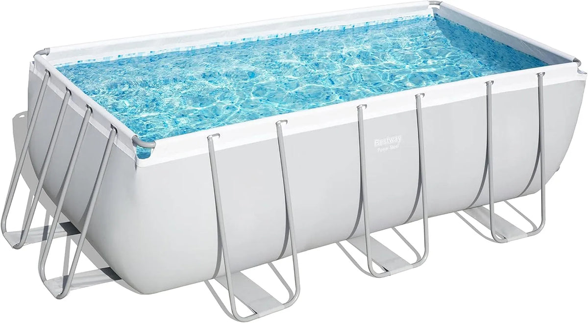 Bestway Pool, Power Steel Ersatz Frame ohne Zubehör 412 x 201 x 122 cm, lichtgrau, eckig