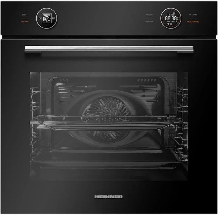 Backofen HBO-M7210GCDRC-GBK Einbau, Schwarzglas 72 L, Multifunktion mit 10 Programmen, 5 Jahre, Grill & Pizza-Funktion, Energieeffizienzklasse A+