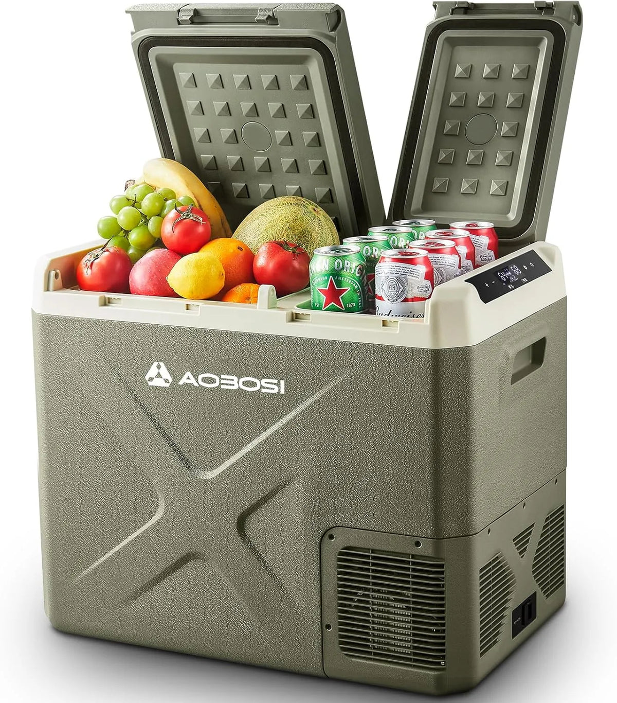 Kompressor 100-240V AAOBOSI, Kühlbox 40L: Elektrische Kühlbox Auto Dual Zone 12/24V DC & AC, 20°C bis 20°C, Ideal für Auto, LKW, Boot