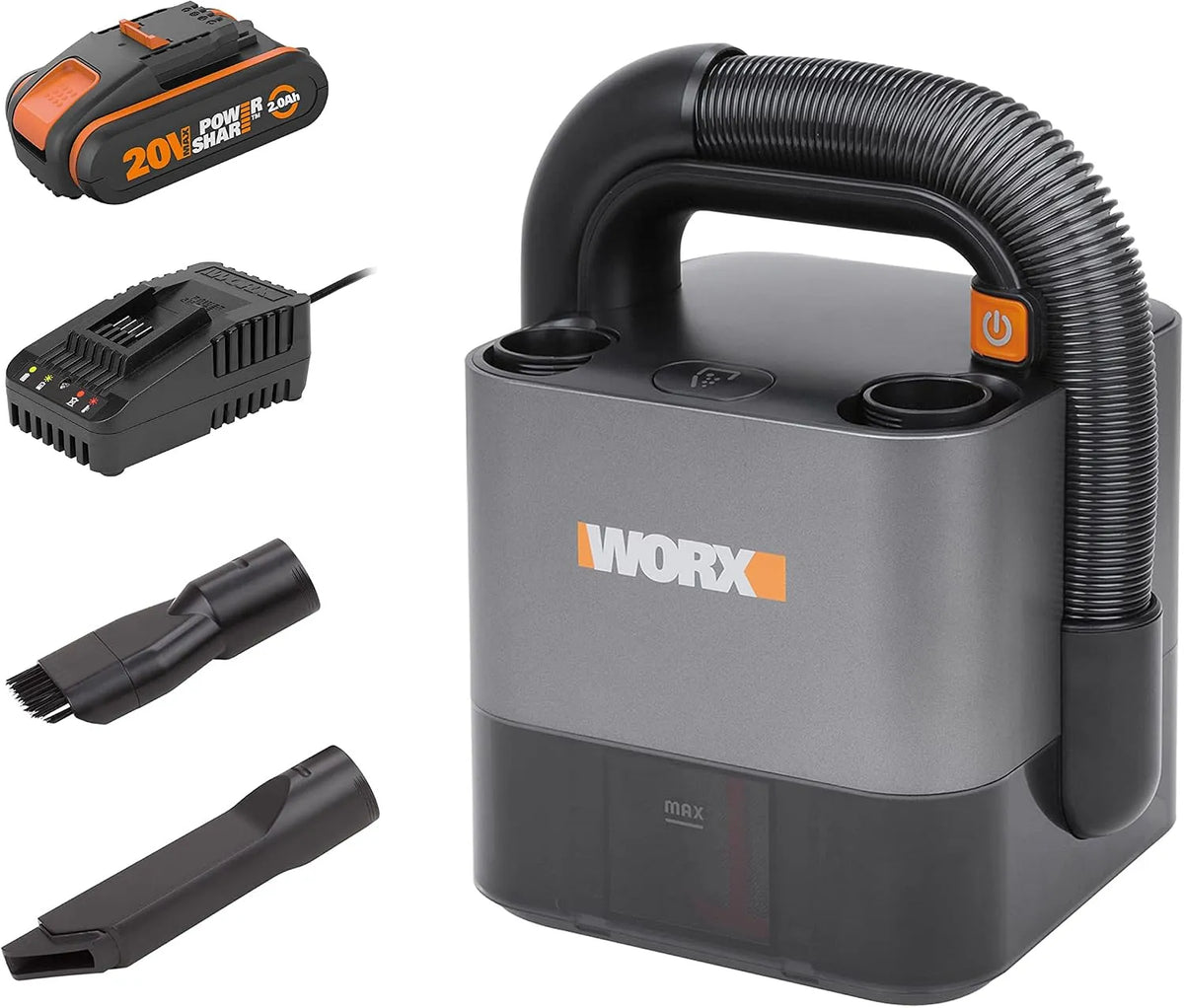 Worx Akku-Handstaubsauger WX030, Spannung 18V, Spannung 20V Max, Cube Vac, PowerShare, Starke Saugkraft, kompakt und tragbar